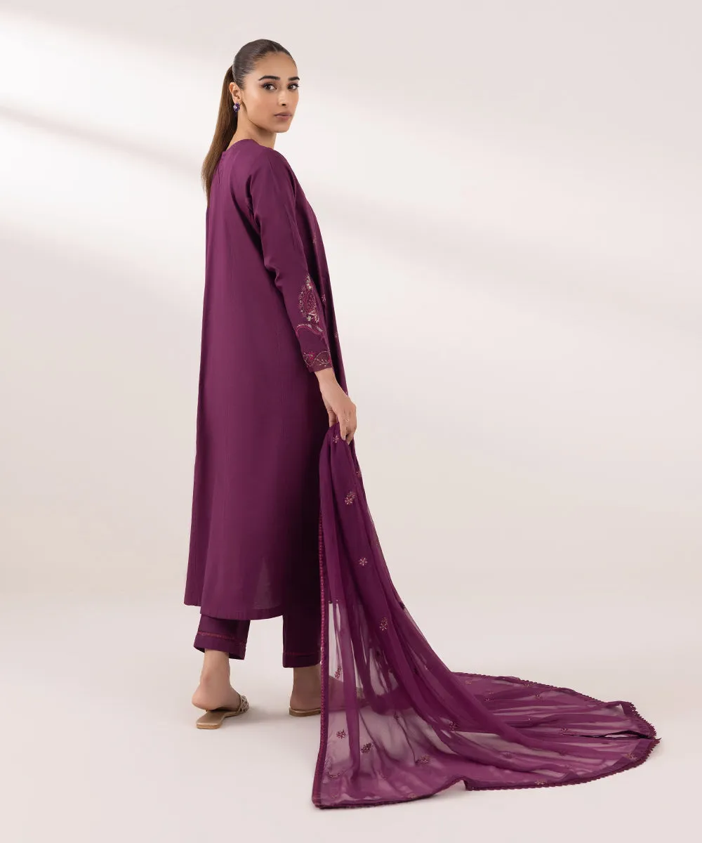 3 Piece - Embroidered Cambric Suit