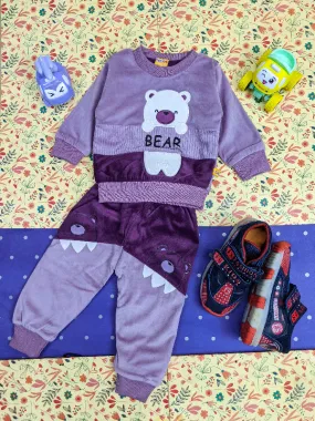 3Mth - 9Mth Fleece Purple Bear Suit For Newborn AJ NBGS67