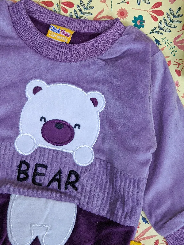 3Mth - 9Mth Fleece Purple Bear Suit For Newborn AJ NBGS67