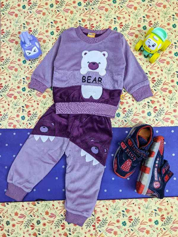 3Mth - 9Mth Fleece Purple Bear Suit For Newborn AJ NBGS67