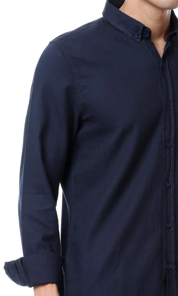 57877 Striped Navy Blue Buttons Down Shirt