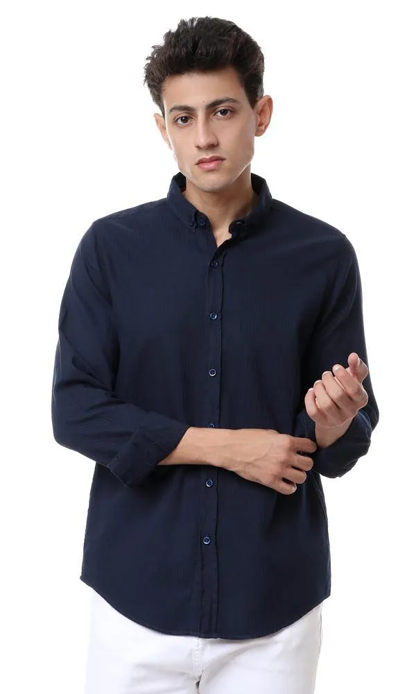 57877 Striped Navy Blue Buttons Down Shirt