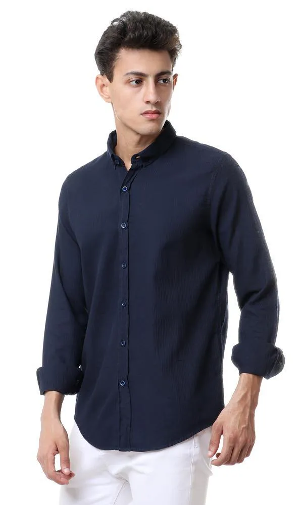 57877 Striped Navy Blue Buttons Down Shirt