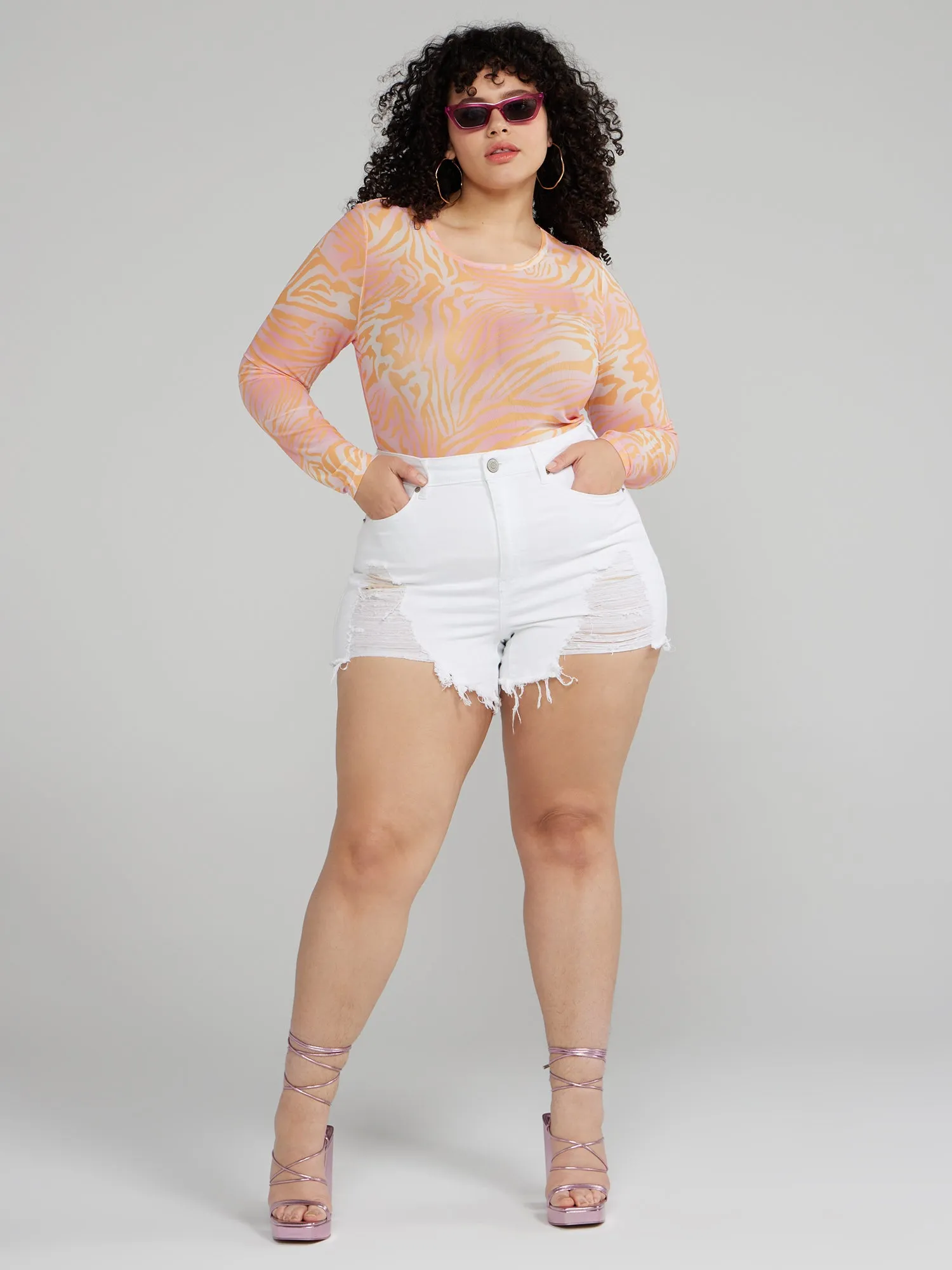 Annica Animal Print Mesh Top