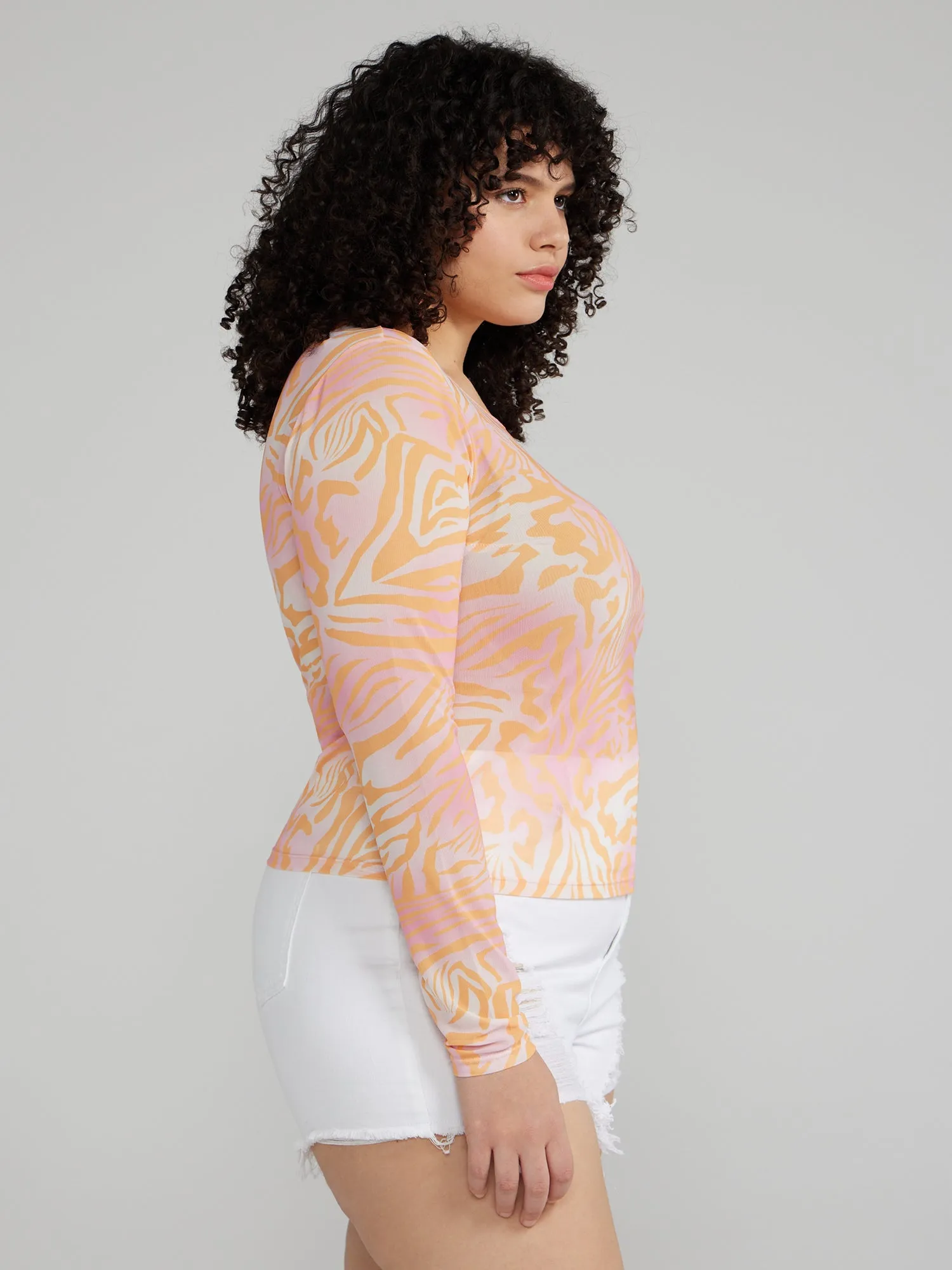 Annica Animal Print Mesh Top