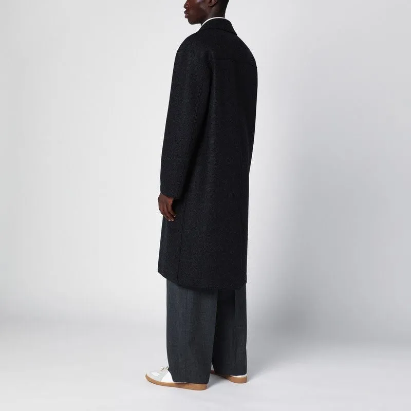 ANTHRACITE GREY SINGLE-BREASTED WOOL COAT