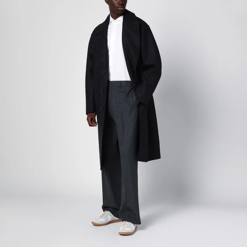 ANTHRACITE GREY SINGLE-BREASTED WOOL COAT
