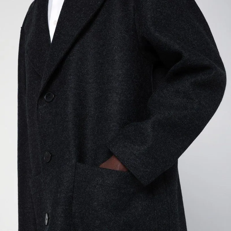 ANTHRACITE GREY SINGLE-BREASTED WOOL COAT