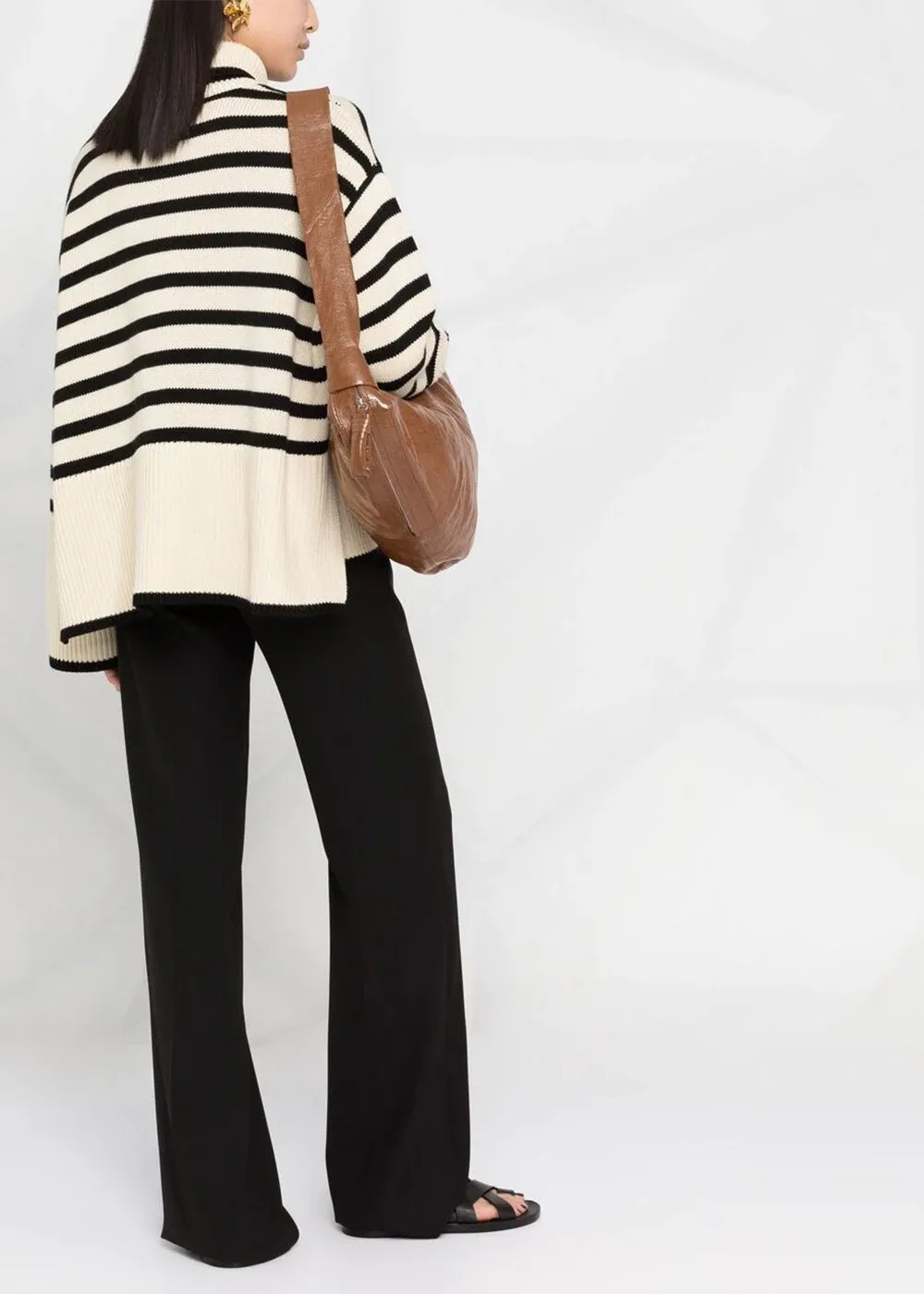 Beige Signature Stripe Turtleneck Jumper