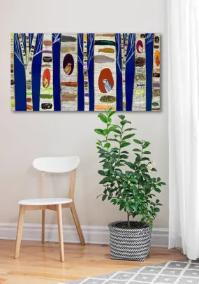 Birch Tree With Wild Birds Canvas Wall Art