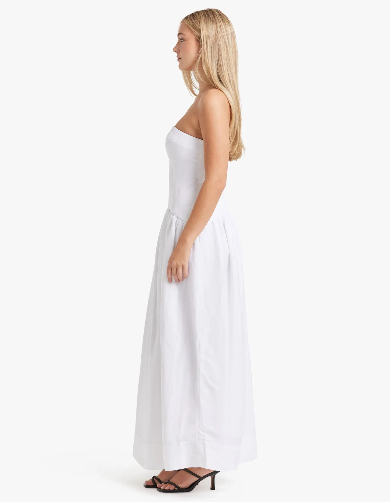 Blanc Strapless Panelled Maxi Dress - Ivory