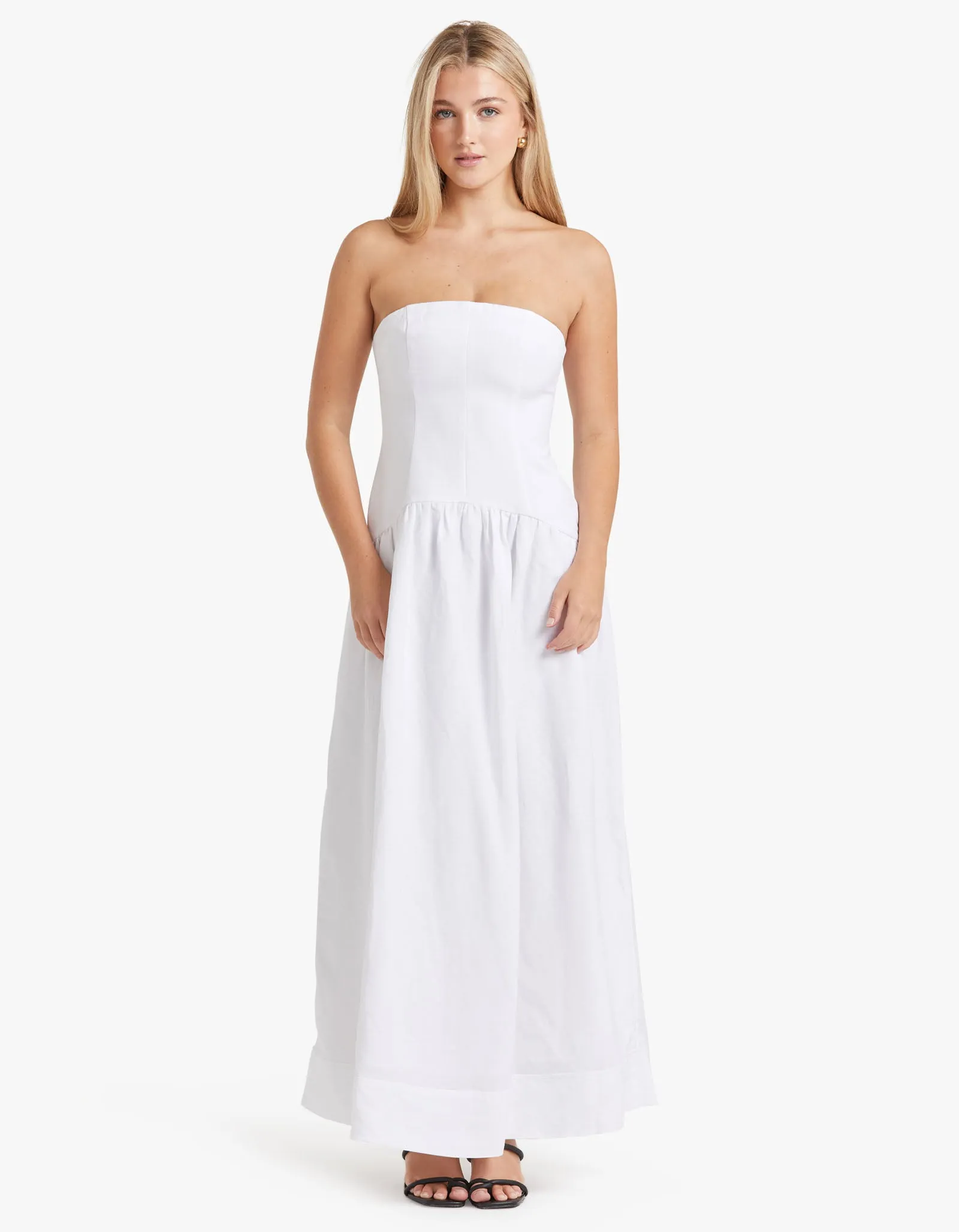Blanc Strapless Panelled Maxi Dress - Ivory