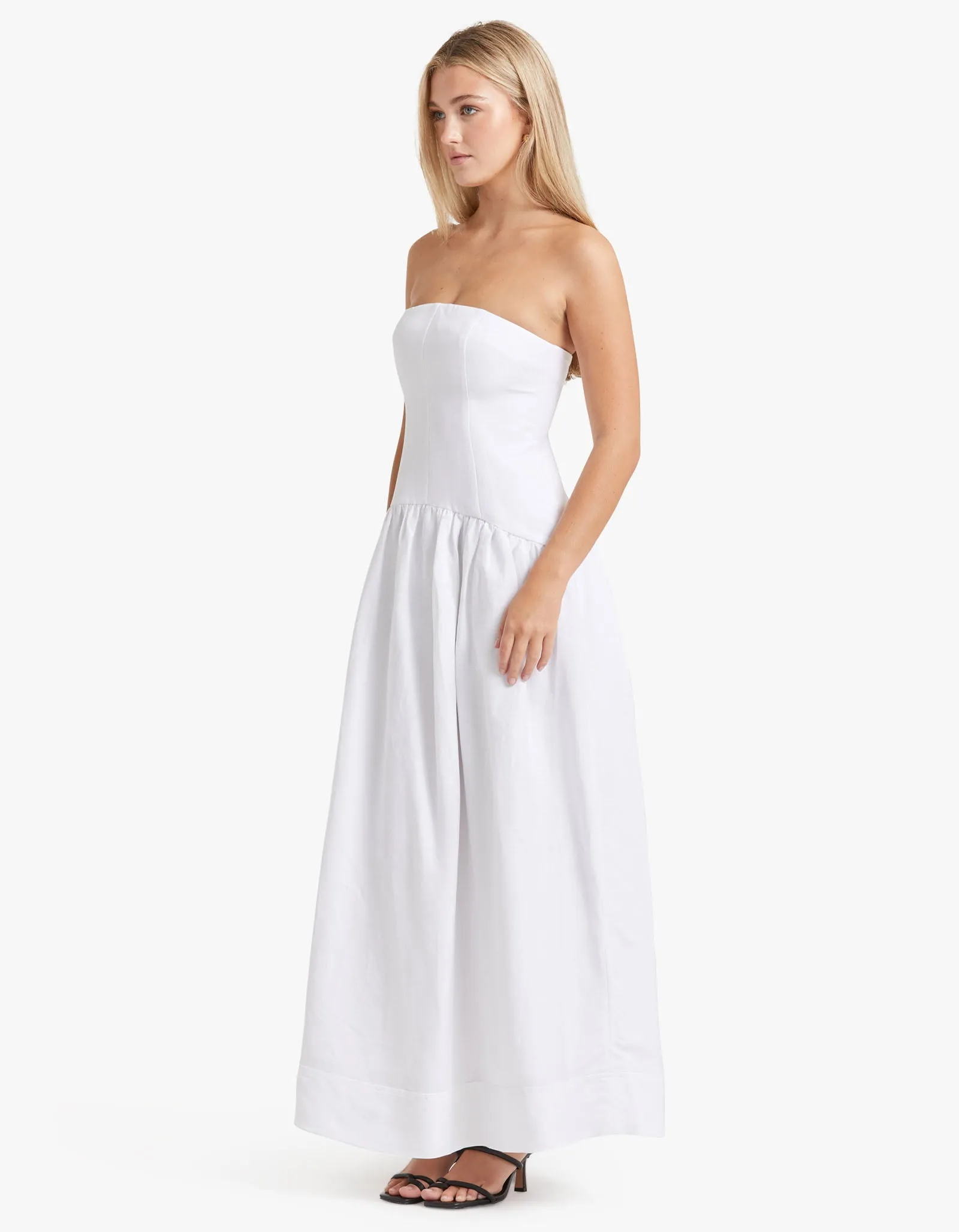 Blanc Strapless Panelled Maxi Dress - Ivory