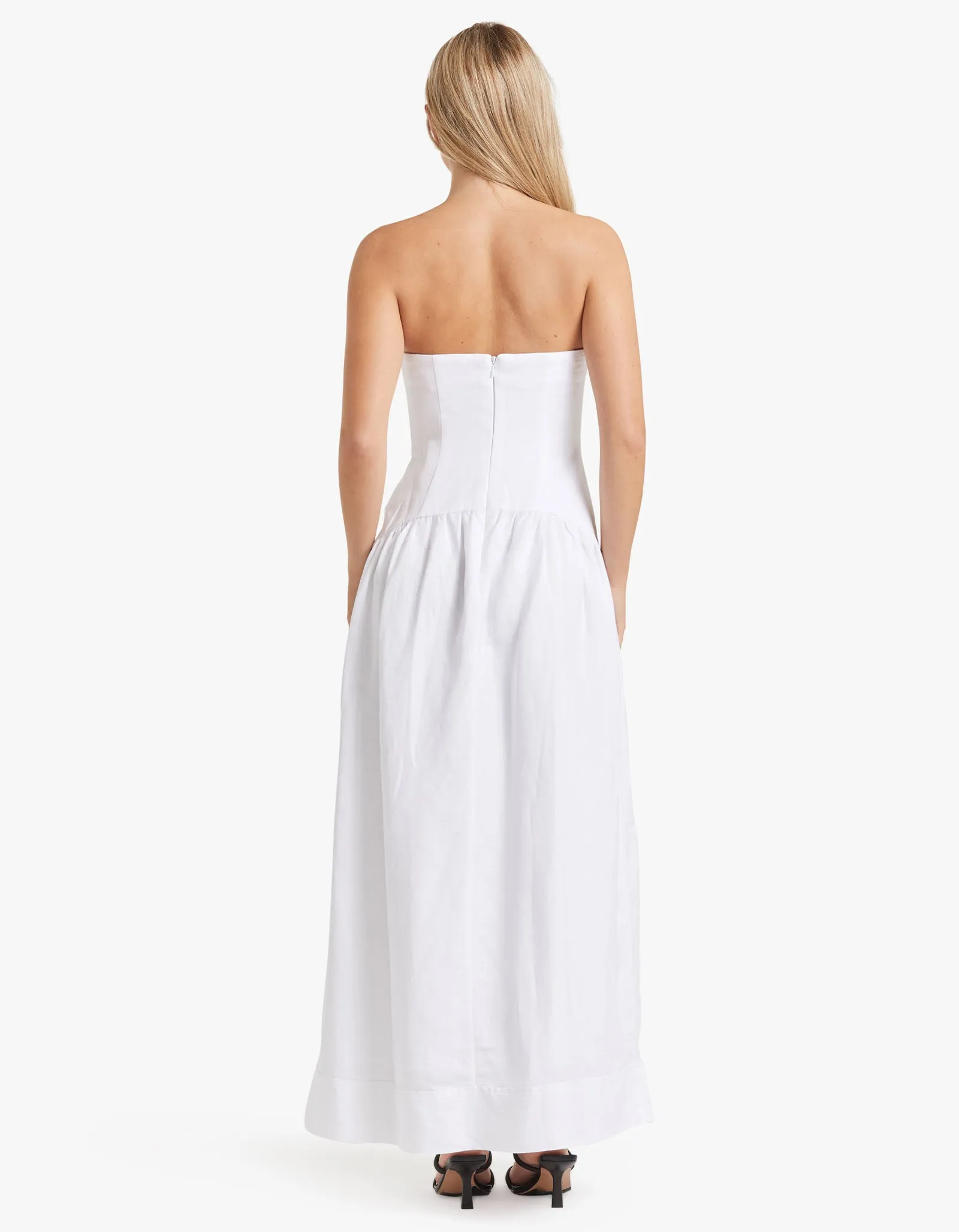 Blanc Strapless Panelled Maxi Dress - Ivory