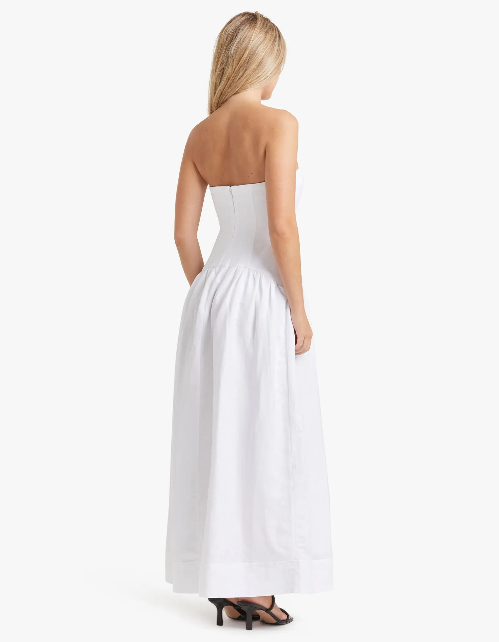 Blanc Strapless Panelled Maxi Dress - Ivory