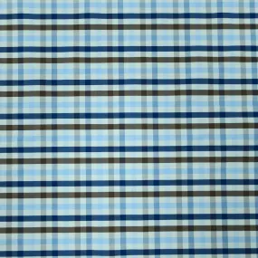 Blue and Brown Plaid Italian Cotton Shirt Loro Piana Fabric