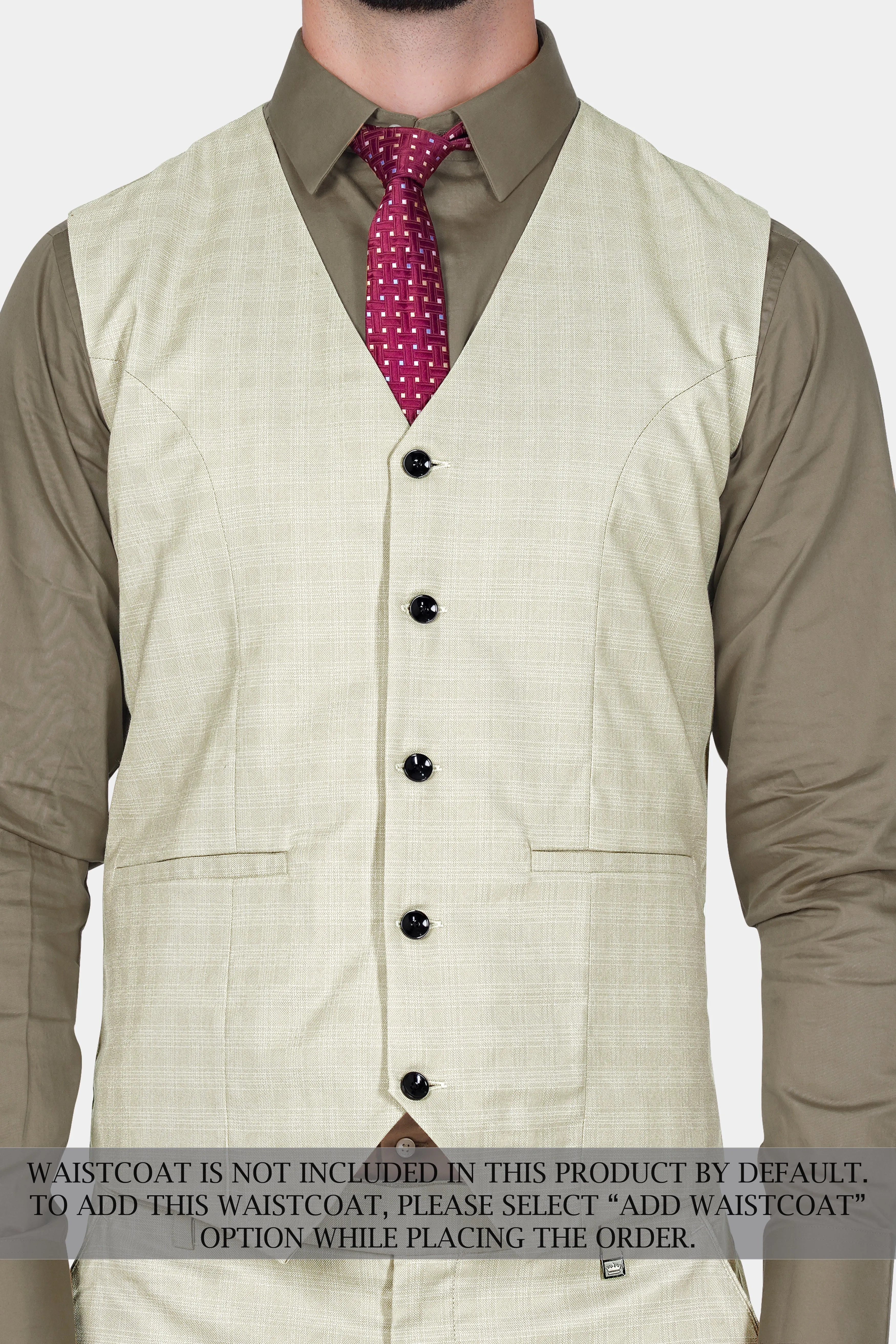 Bone Cream Subtle Plaid Woolrich Suit