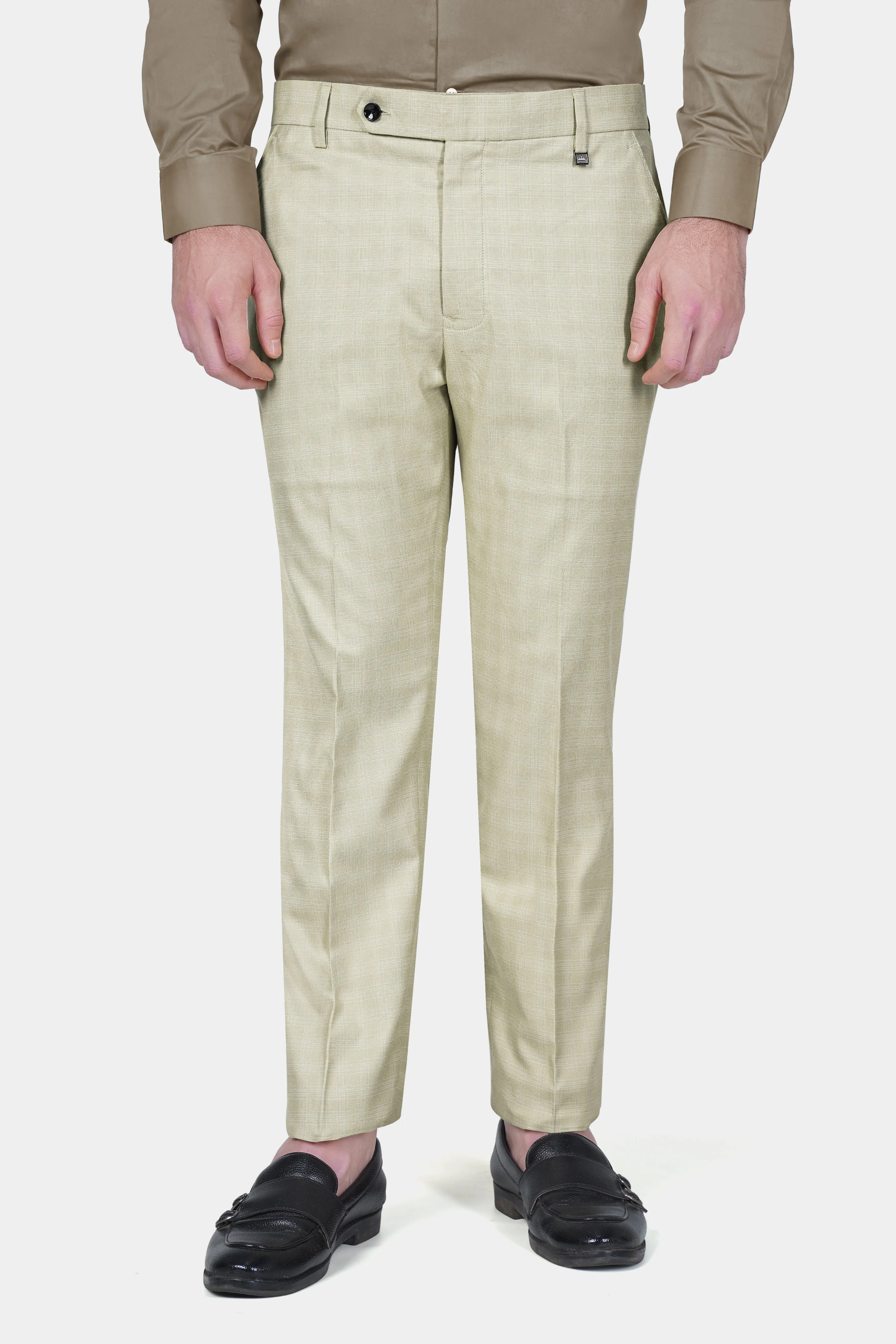 Bone Cream Subtle Plaid Woolrich Suit