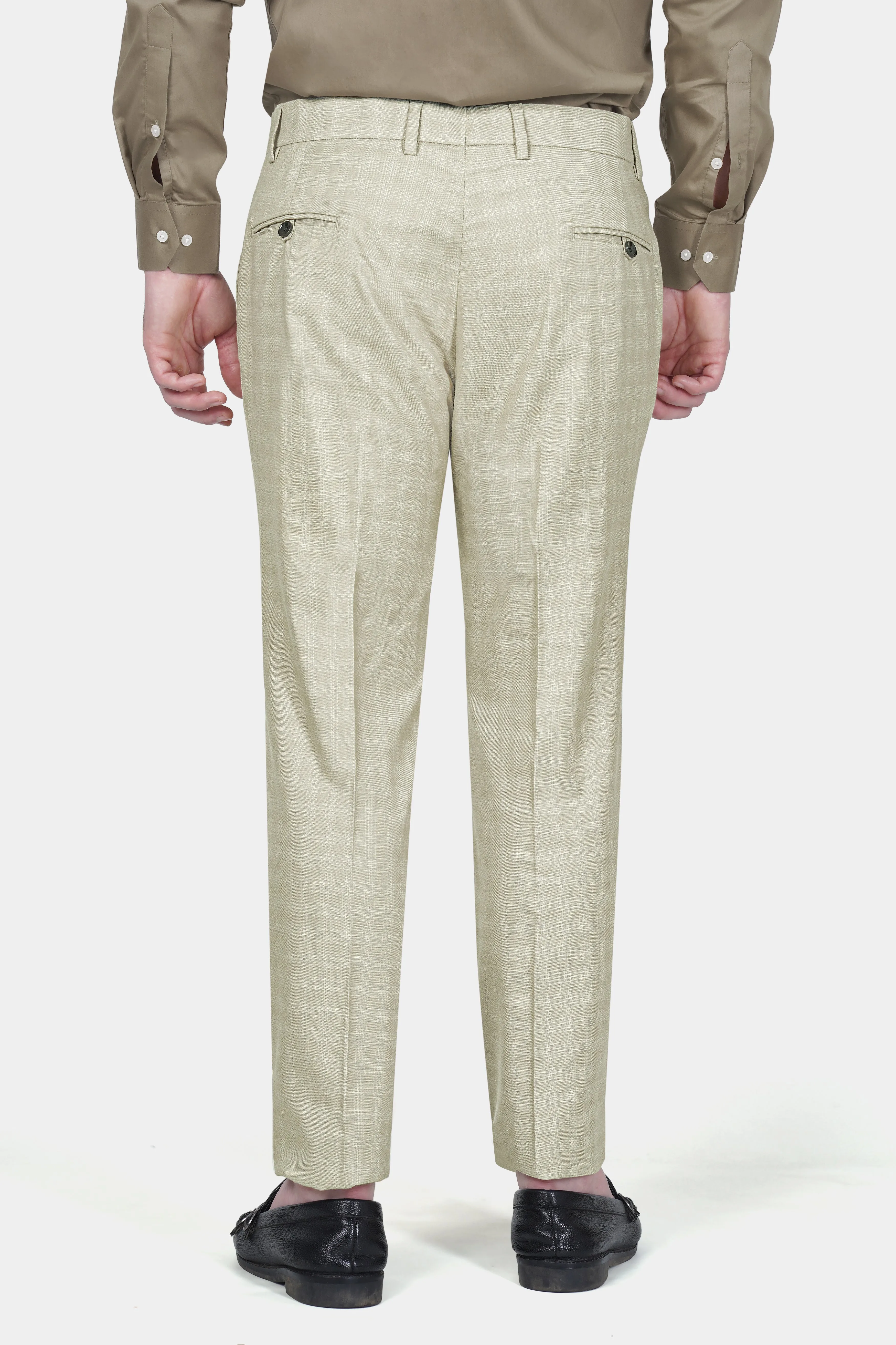 Bone Cream Subtle Plaid Woolrich Suit
