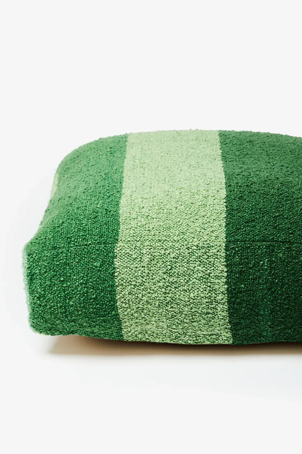 BONNIE AND NEIL BOUCLE WIDE STRIPE GREEN POUFFE