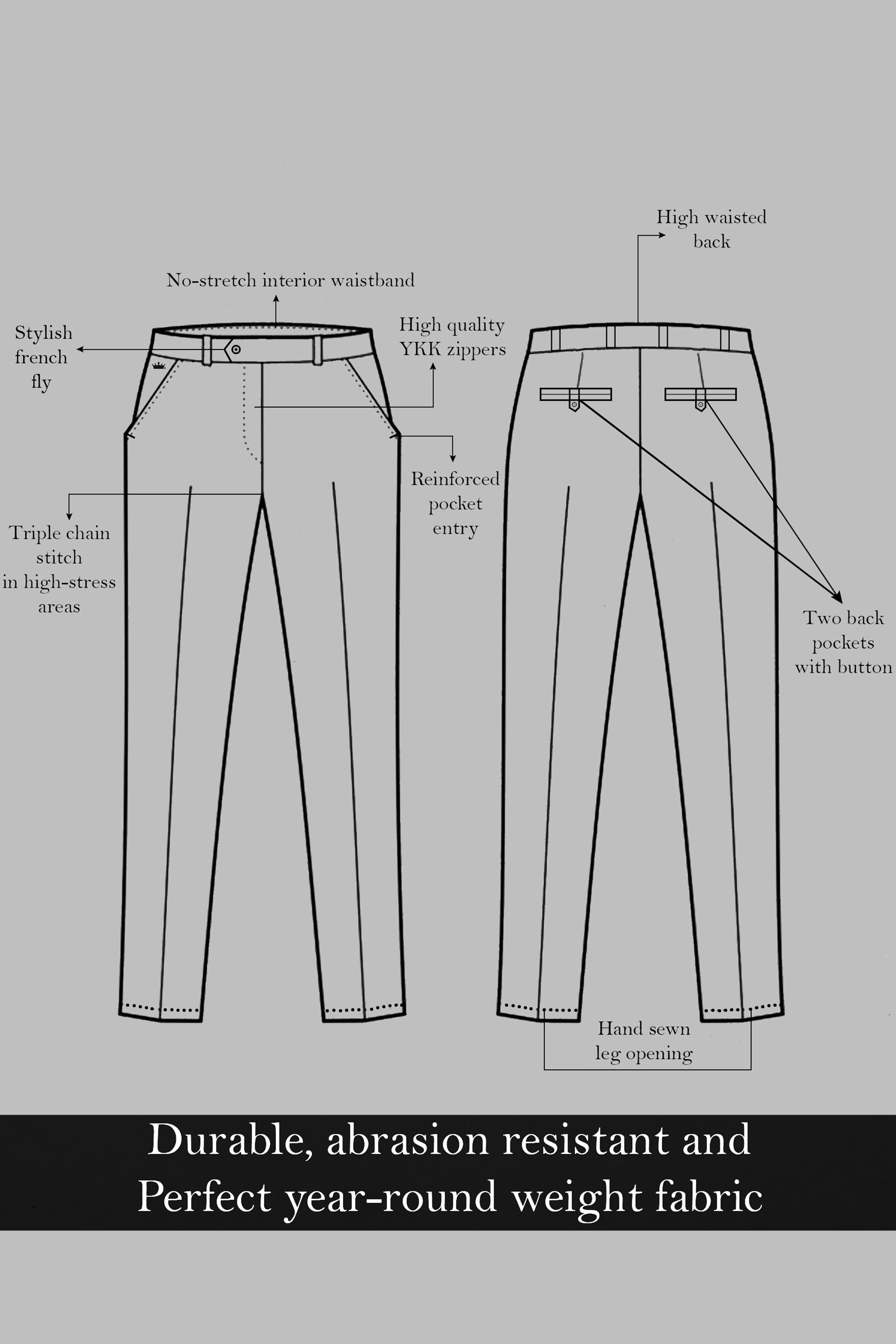 Boulder Gray Checkered Wool Rich Pant