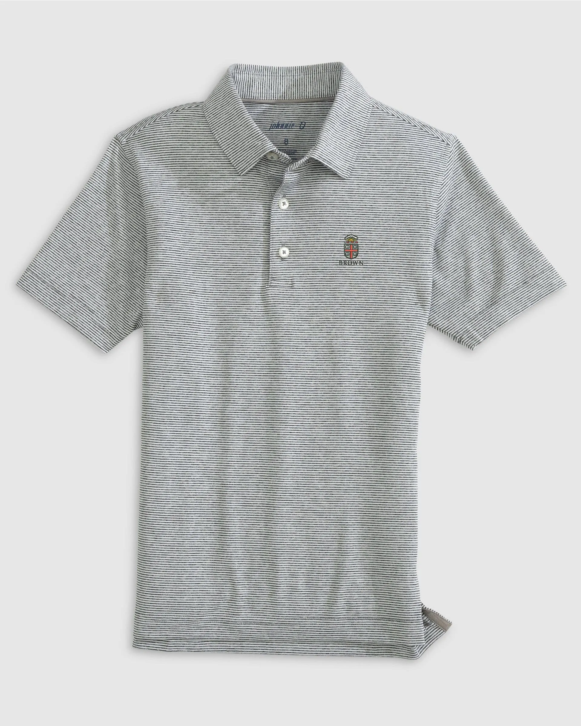 Brown Lyndonn Jr. Striped Jersey Performance Polo