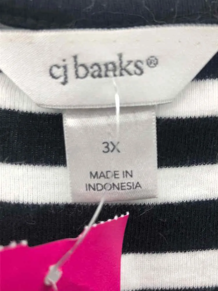 CJ Banks Size 3X Black/white Stripe Knit Top