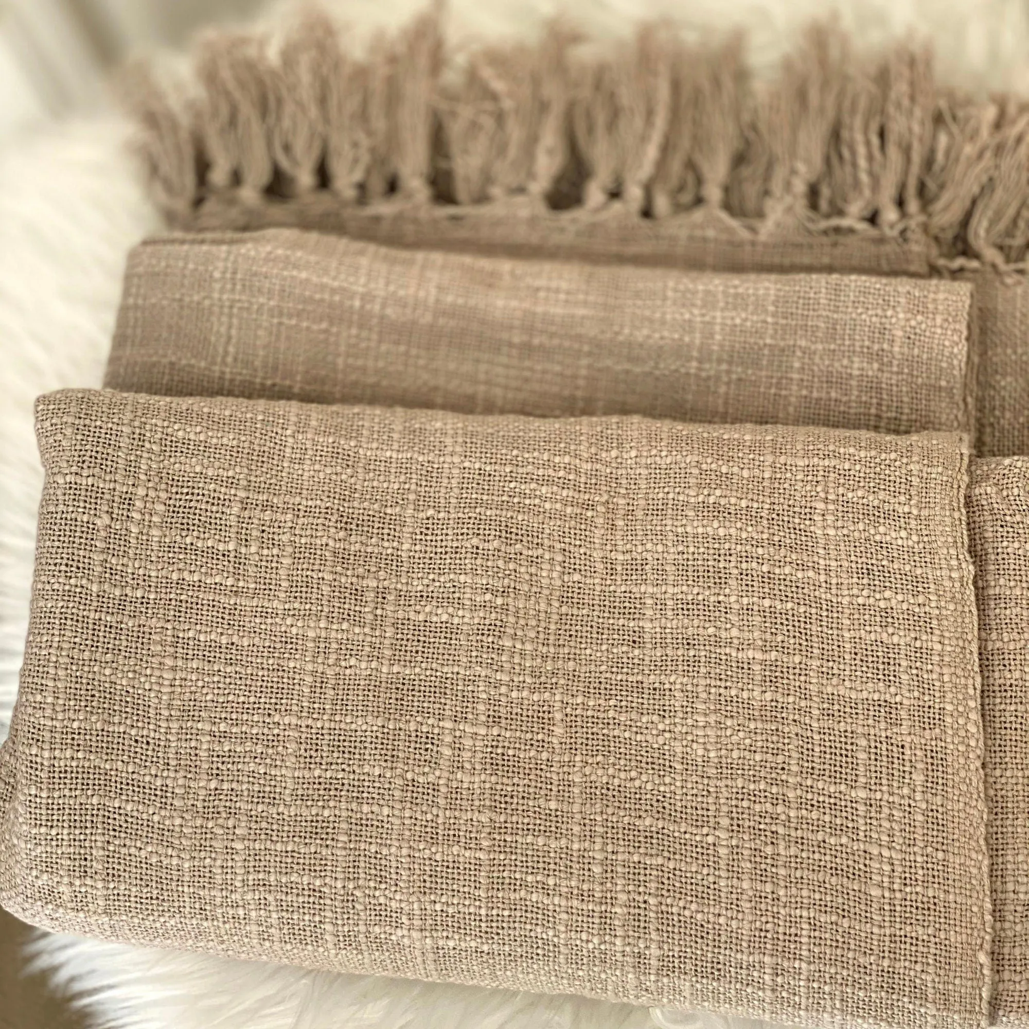 Cotton Throw Blanket For Sofa, Solid Color Throw,  Outdoor Blanket, Summer Throw for Beach, Sofa Spread, Couch Blanket,  Picnic Blanket