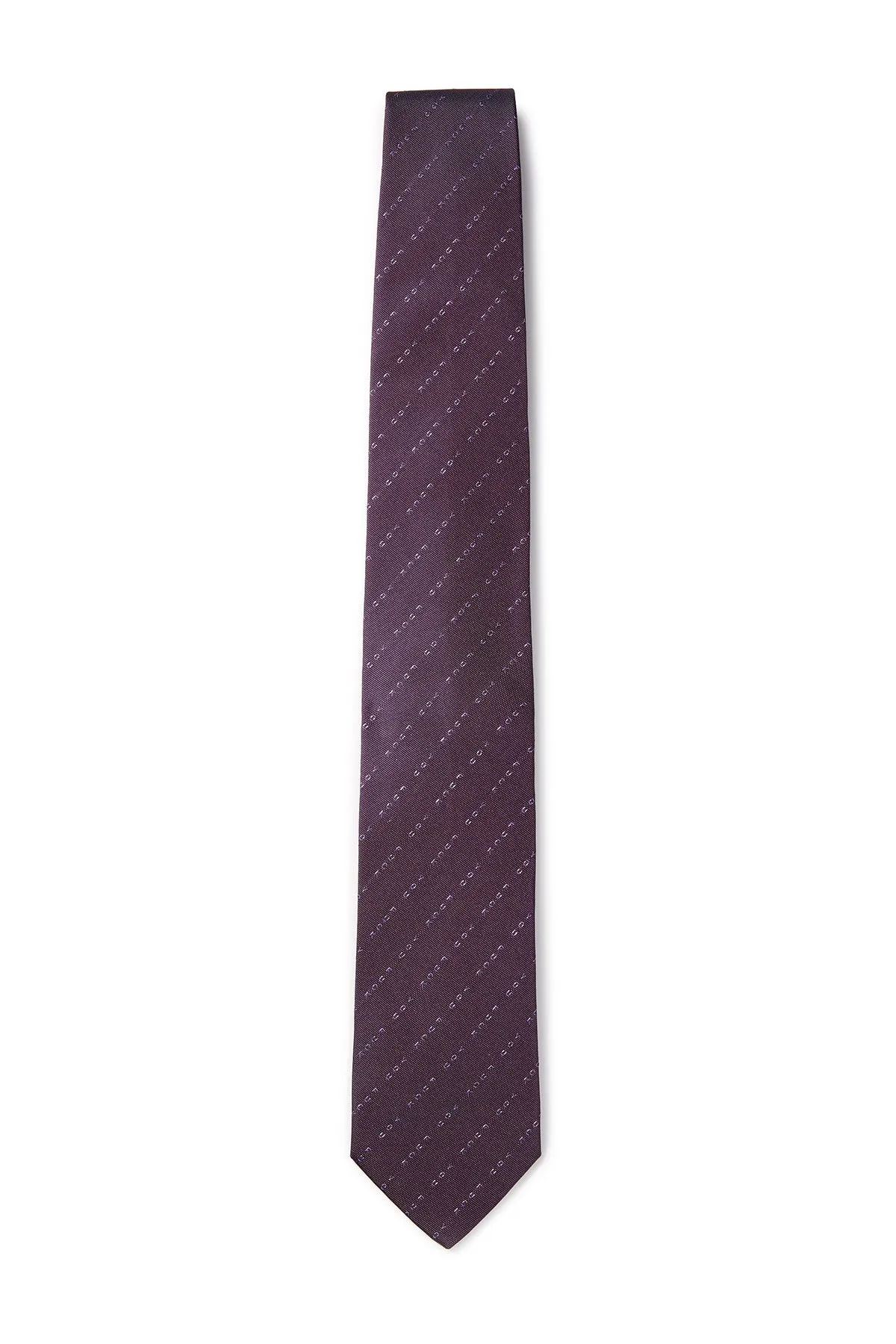 David August Exclusive Silk Woven Eff You Tie in Purple with Tonal Pinstripe
