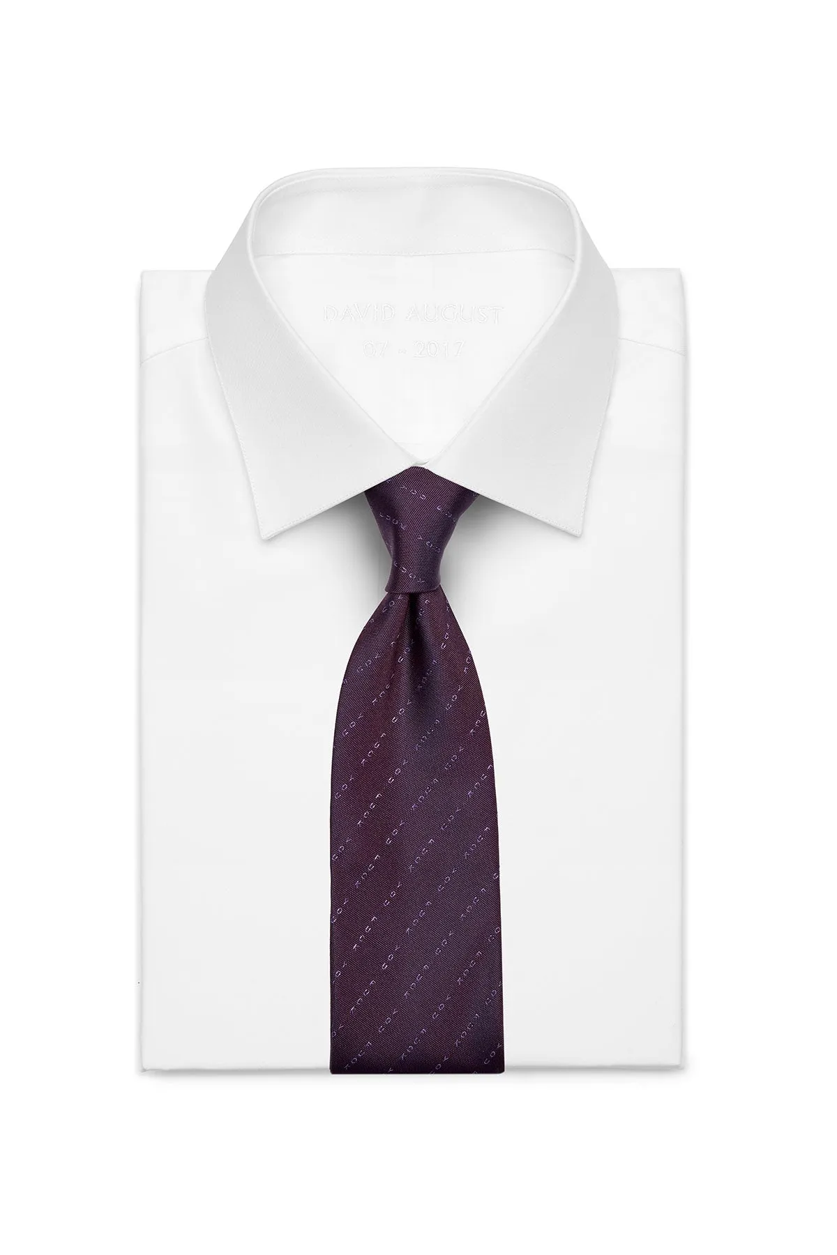 David August Exclusive Silk Woven Eff You Tie in Purple with Tonal Pinstripe