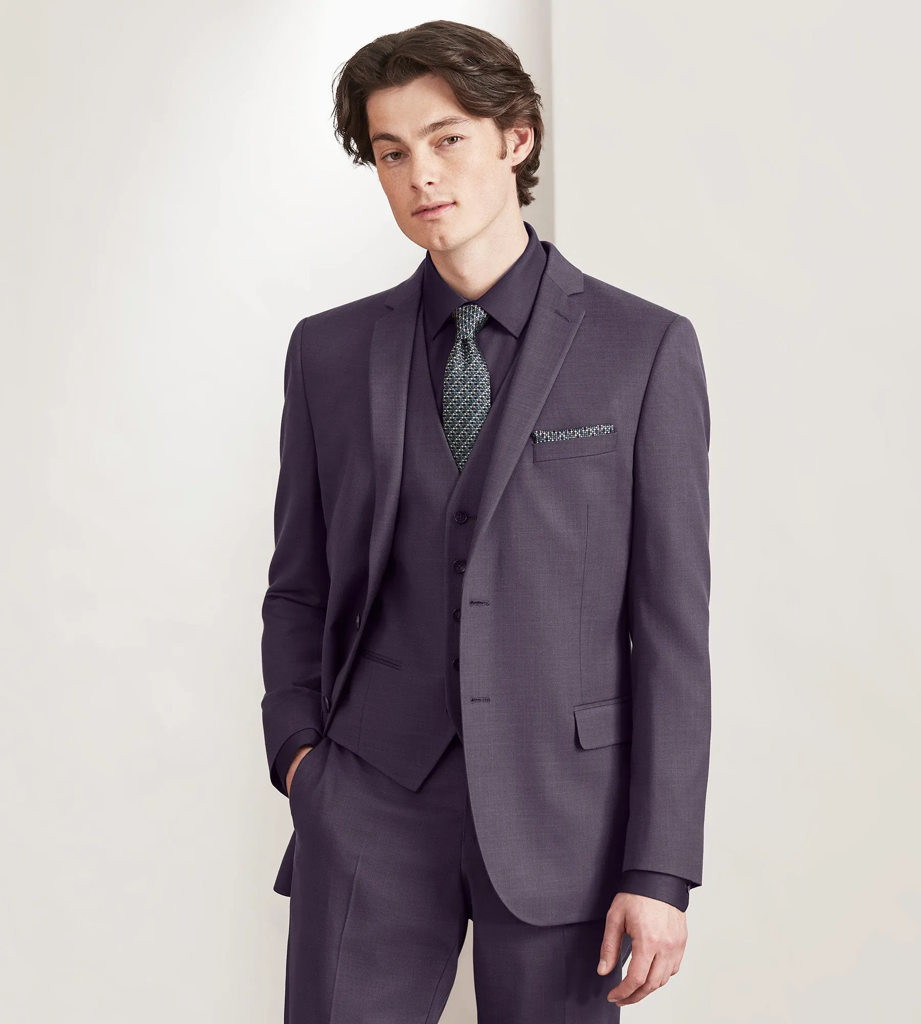 Deep Purple Solid Suit Vest