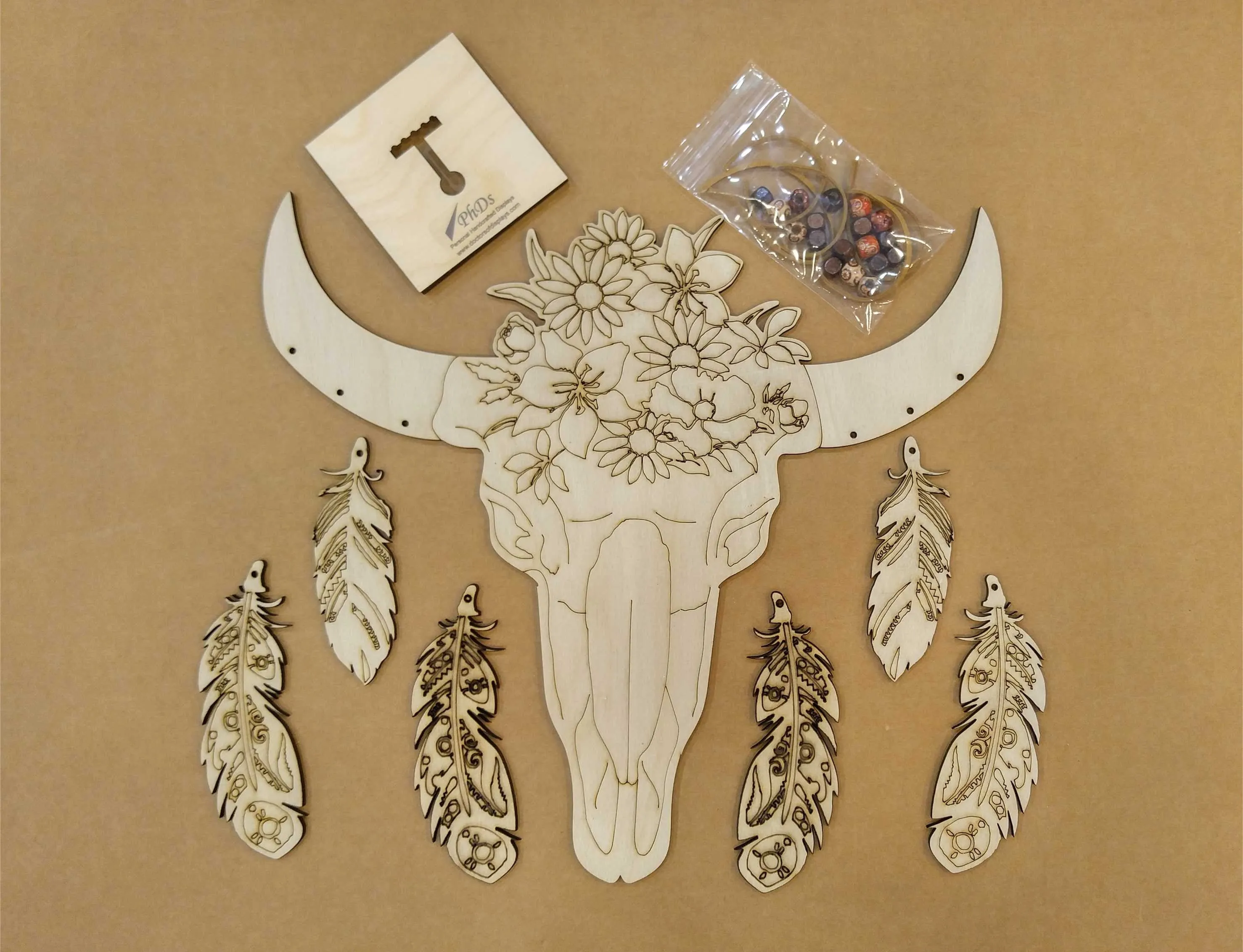 DIY - Adult Coloring - Wood Bull Skull