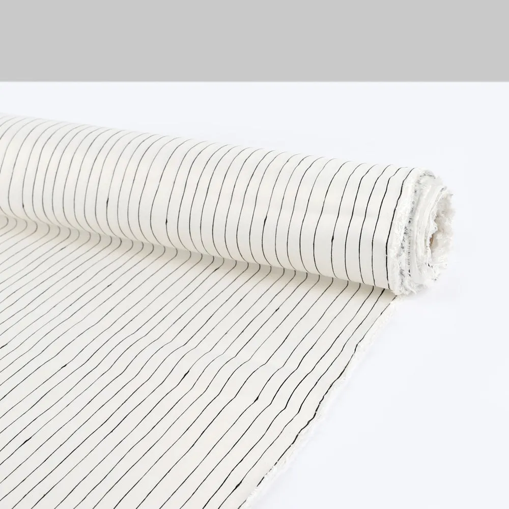Drawn Pinstripe Viscose Satin - Ivory