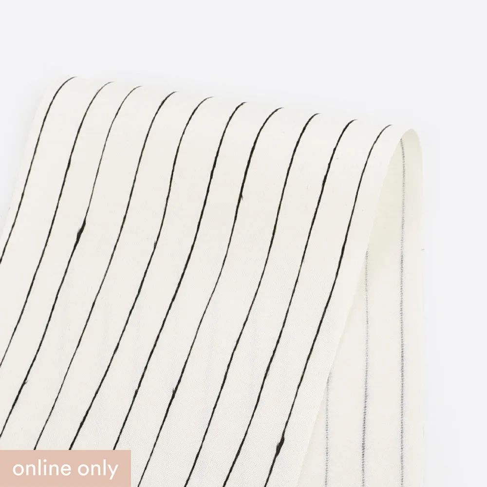 Drawn Pinstripe Viscose Satin - Ivory