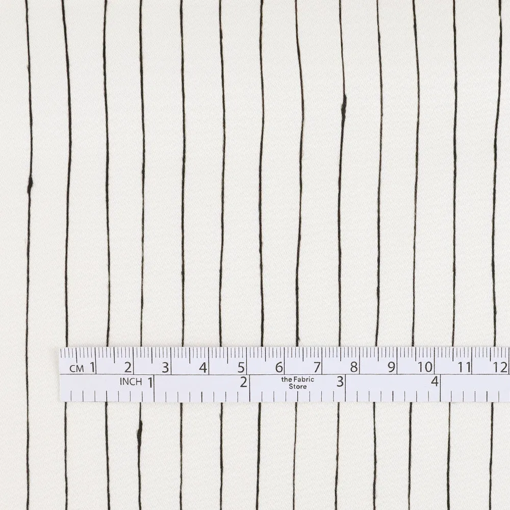 Drawn Pinstripe Viscose Satin - Ivory
