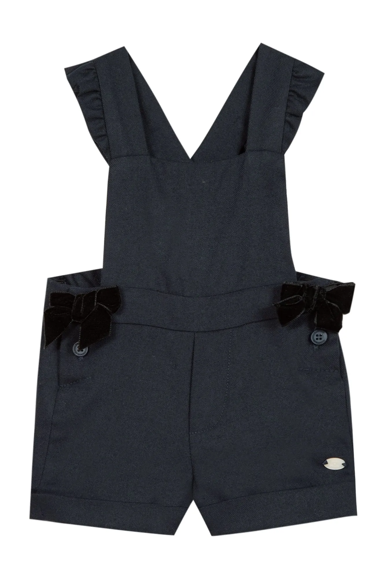 Dungarees - Navy flannel with bows