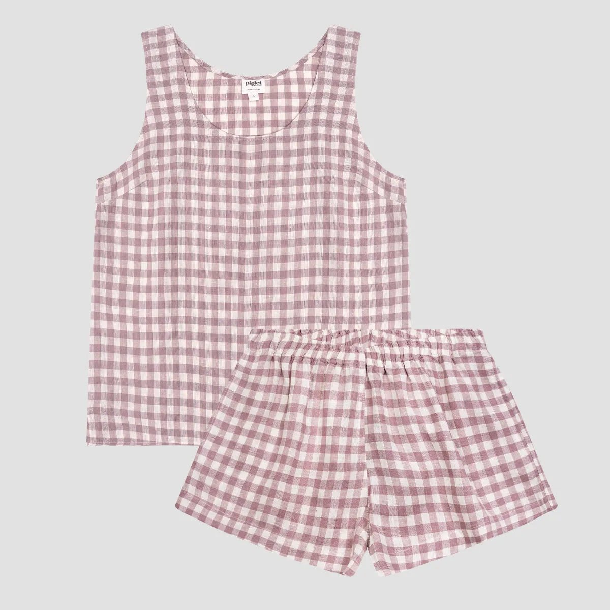 Elderberry Gingham Linen Women's Cami Set