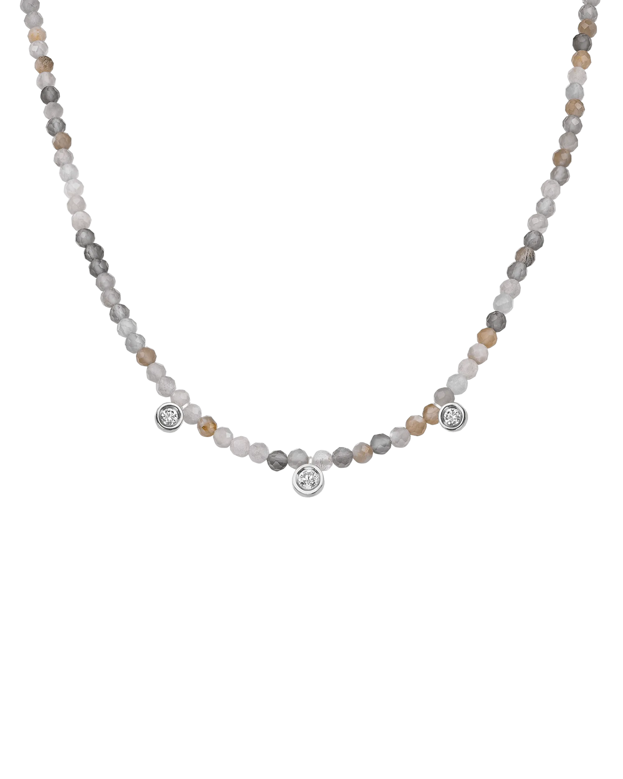 Emerald Gemstone & Three diamonds Necklace - 14K Rose Gold