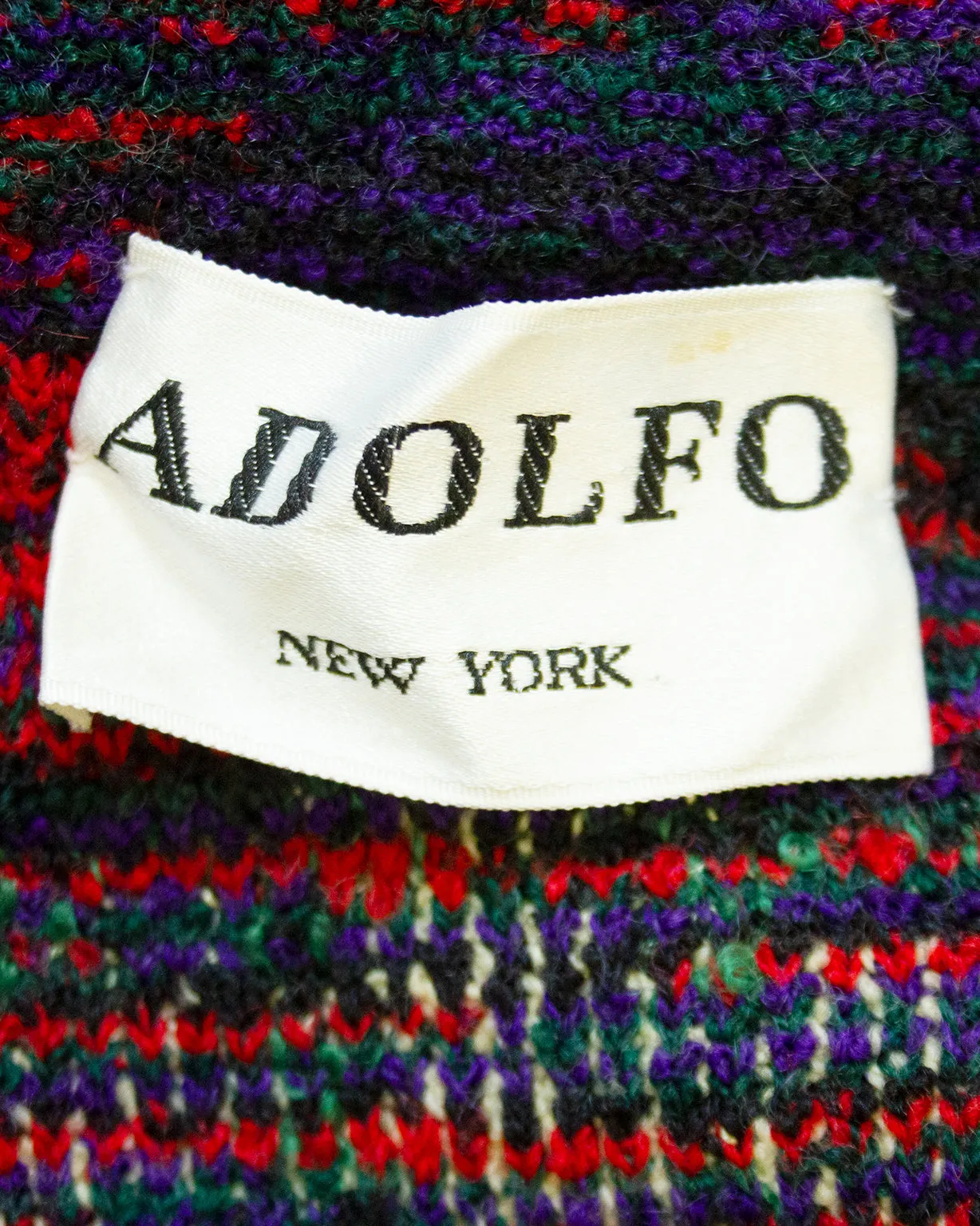 Green, Purple & Red Plaid Knit Skirt Suit