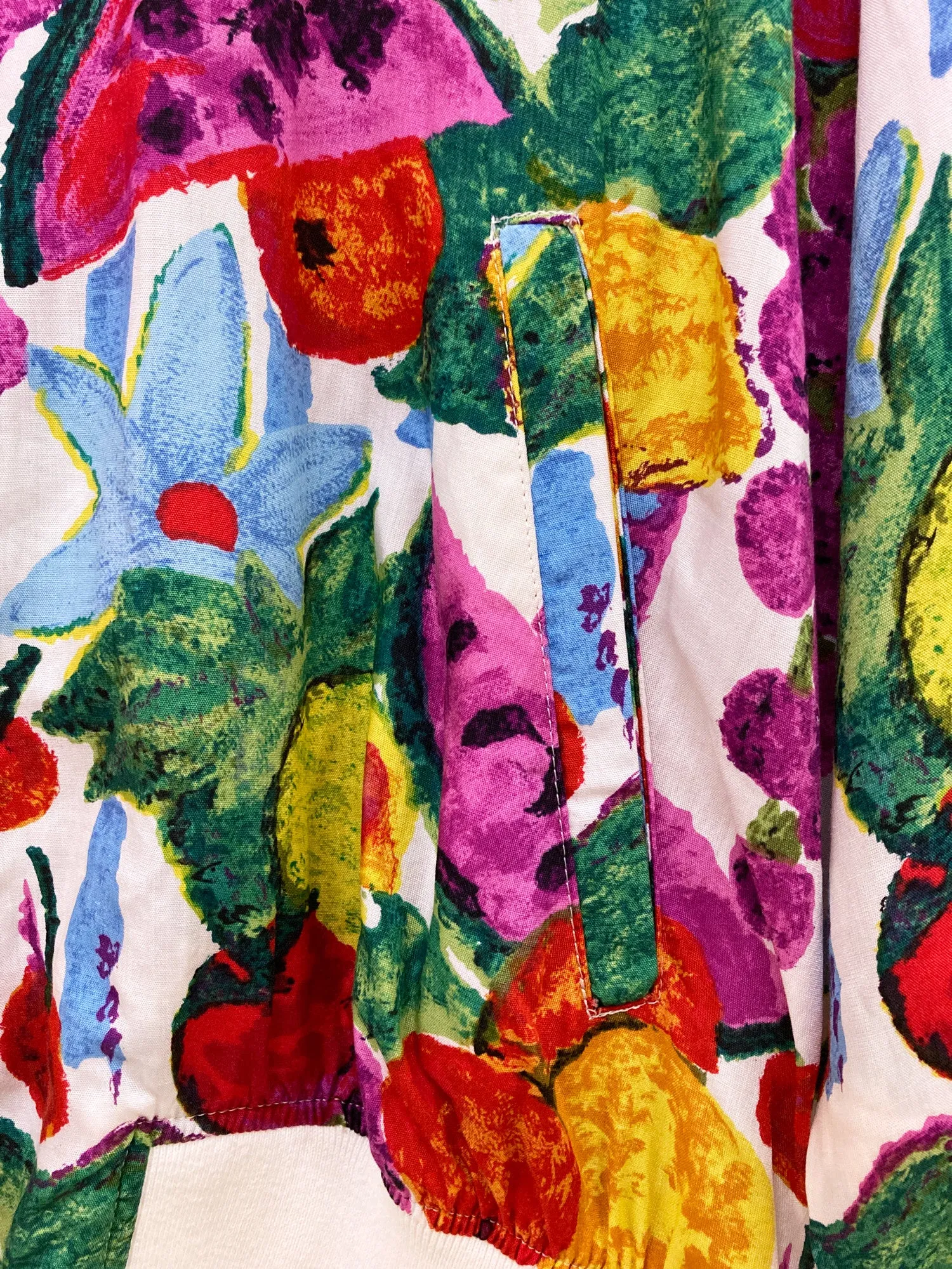 Kenzo Paris 1980s lightweight multicolour fruit print bomber jacket