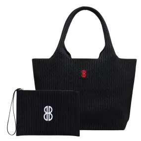Large - Black Stripe Tote With Pouch