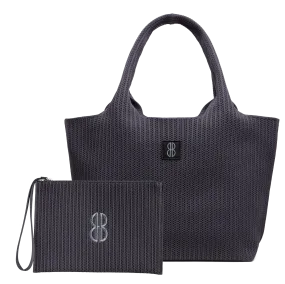 large - Charcoal Stripe tote with pouch