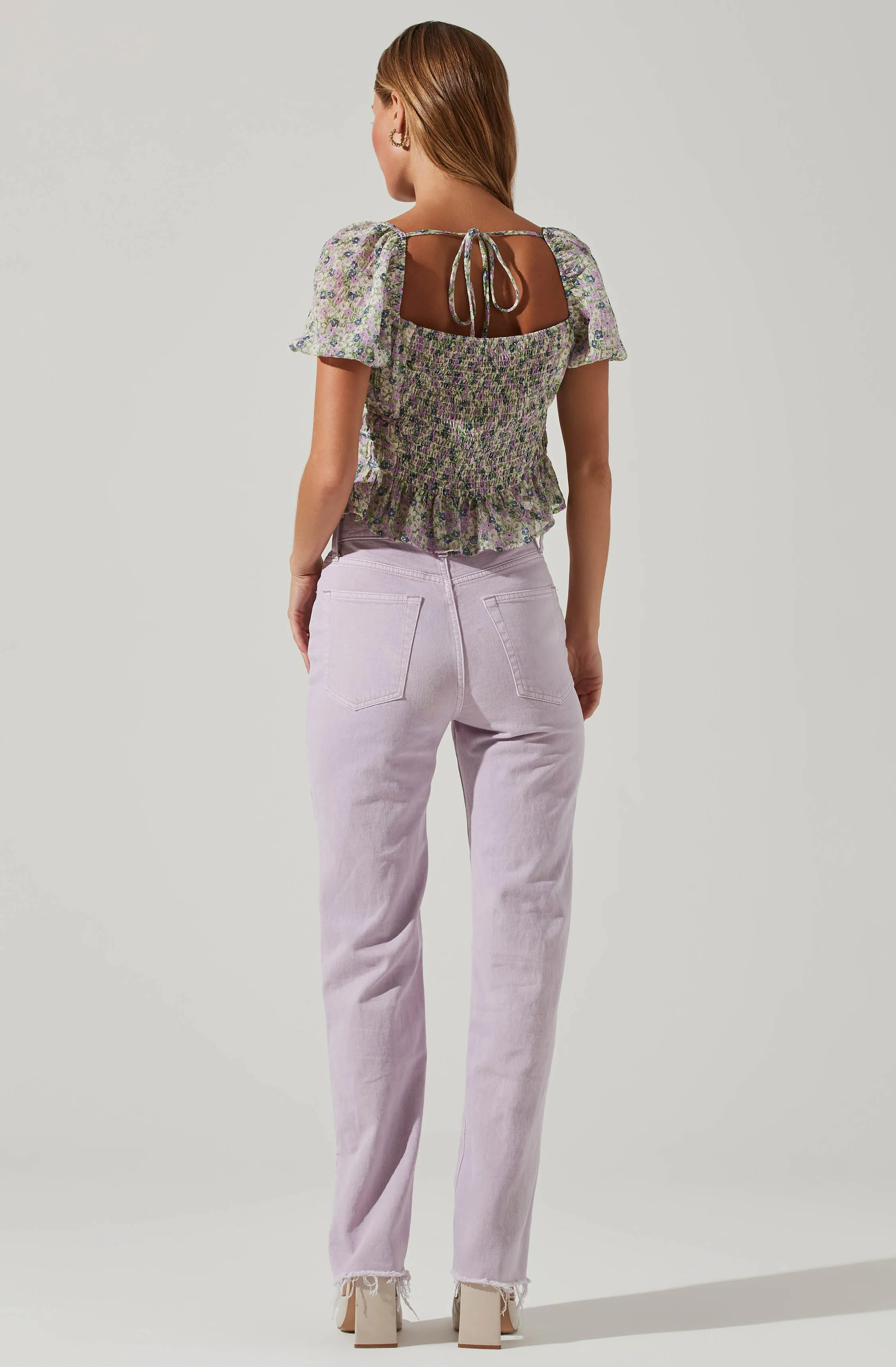 Leigh Floral Pleated Puff Sleeve Top