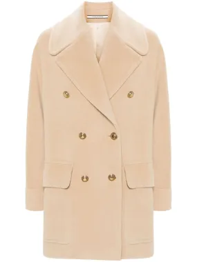 LIGHT BROWN ANGORA-WOOL DOUBLE-BREASTED JACKET