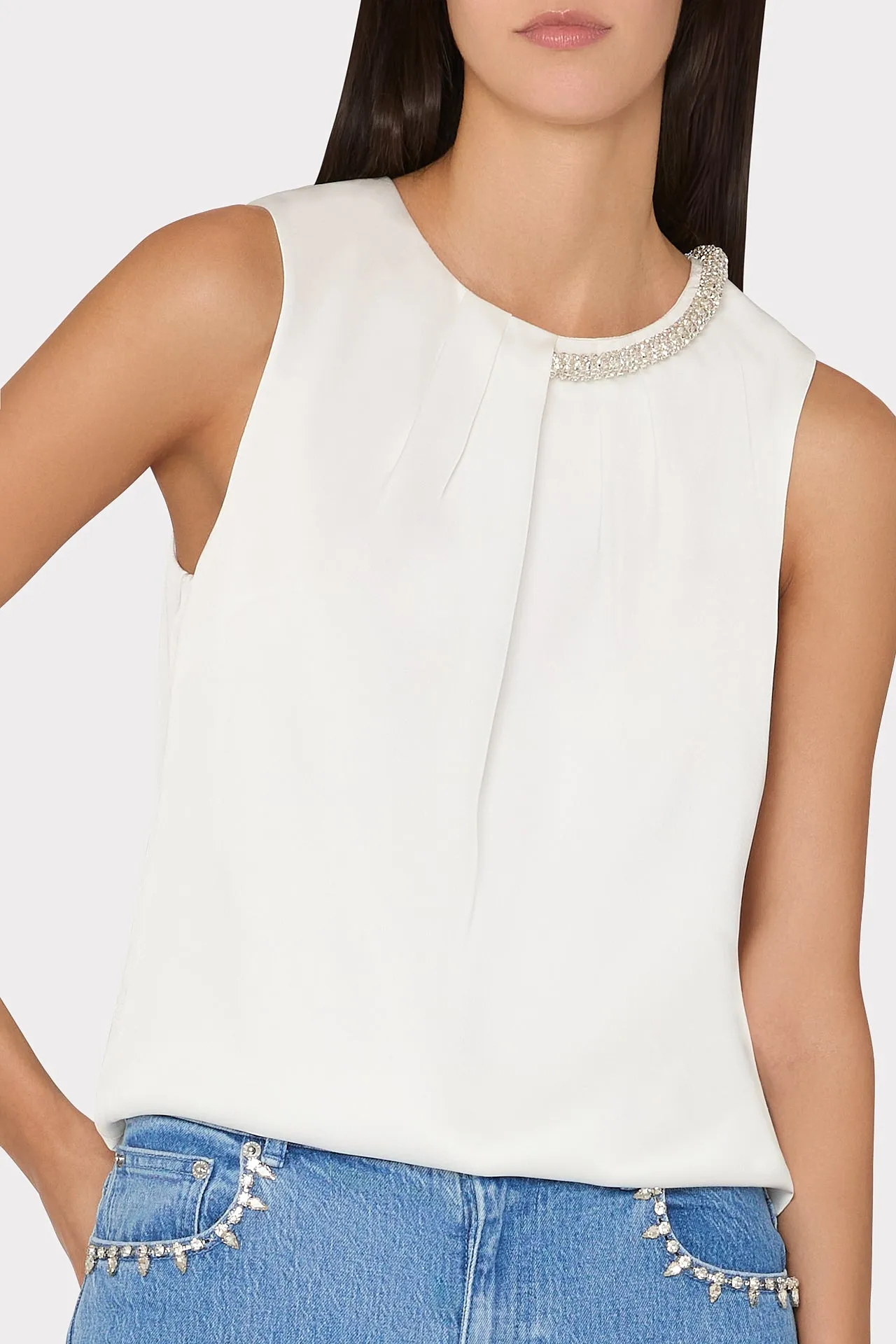 Lily Satin Crystal Embellished Top