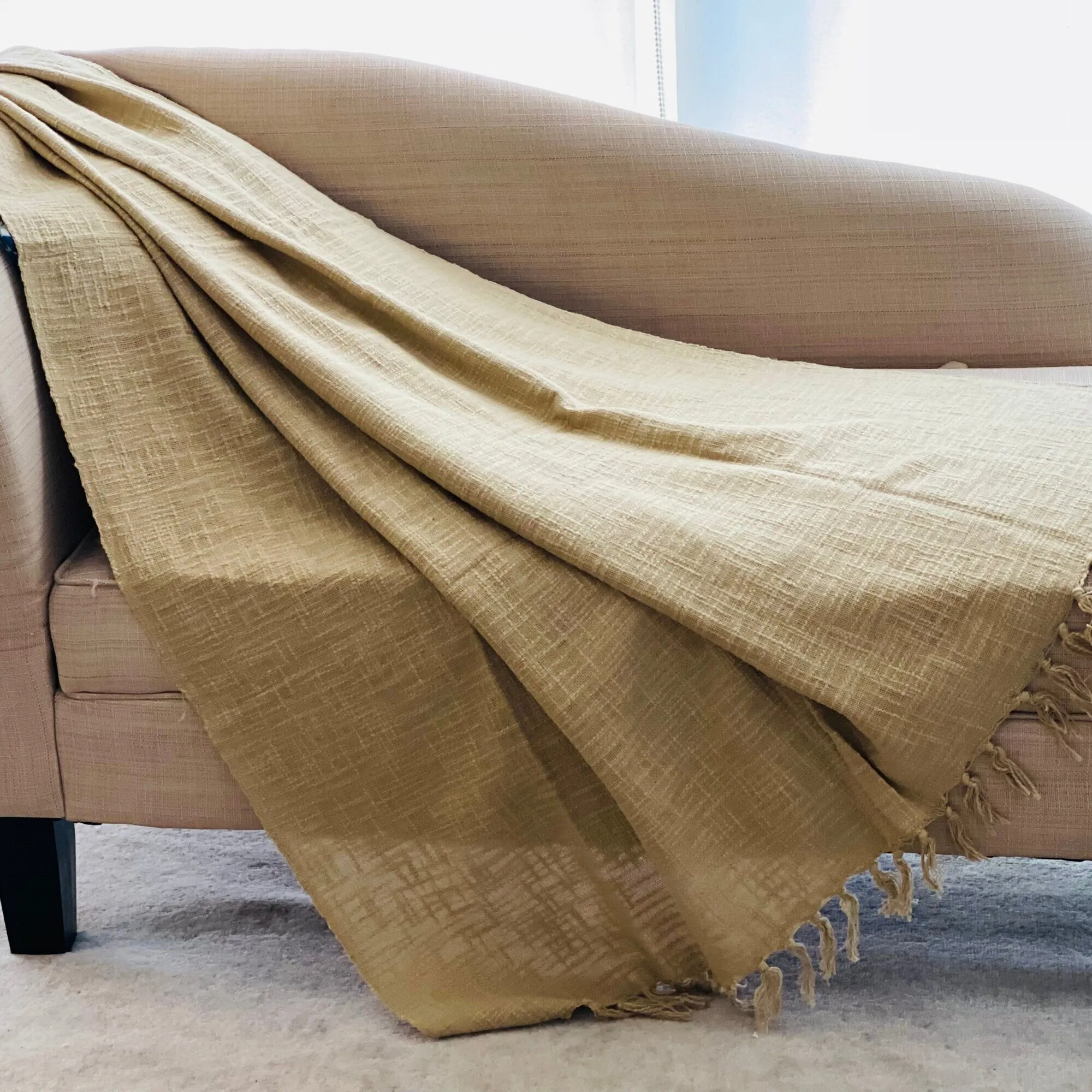 Mustard cotton throw blanket, Woven throw, Twin blanket size, Handmade natural deep dyed throw, Textures Blanket for sofa,Gift for her