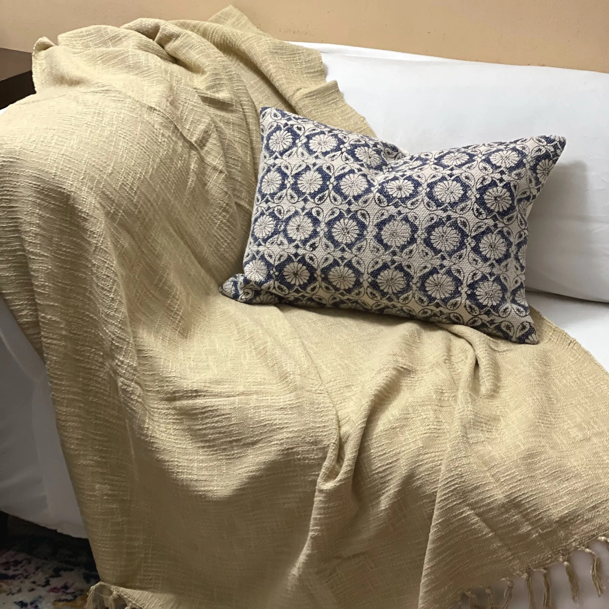 Mustard cotton throw blanket, Woven throw, Twin blanket size, Handmade natural deep dyed throw, Textures Blanket for sofa,Gift for her