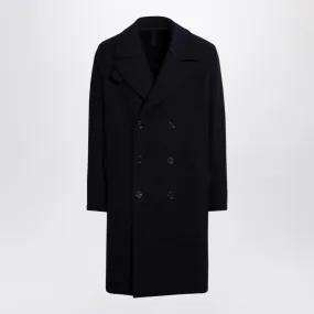 NAVY BLUE DOUBLE-BREASTED WOOL COAT