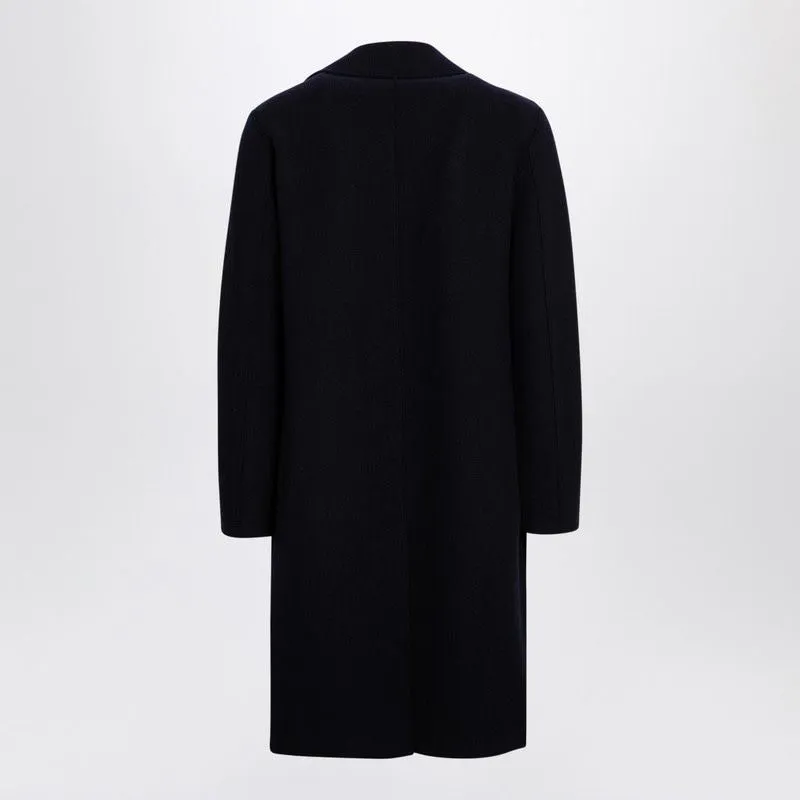 NAVY BLUE DOUBLE-BREASTED WOOL COAT