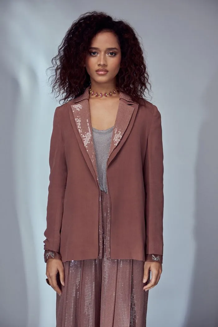 Nude Layered Oversized Blazer